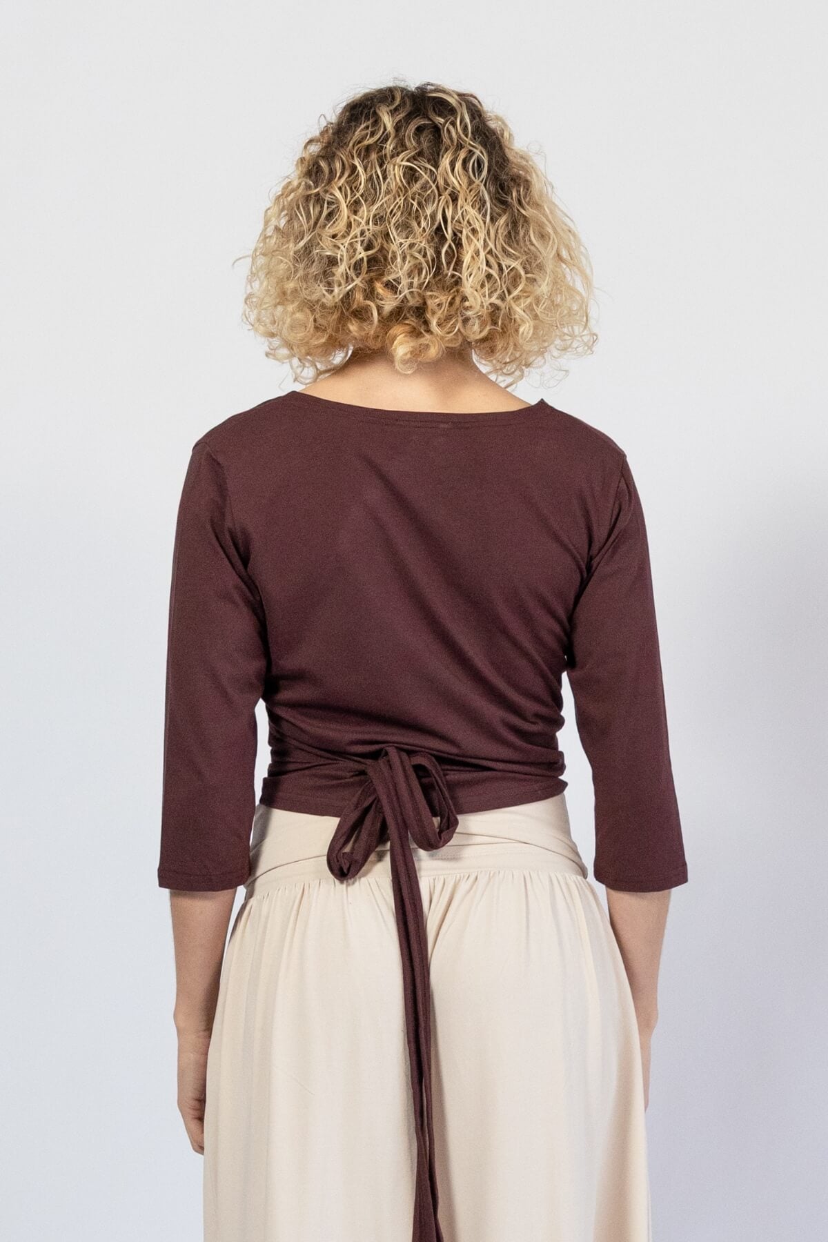 Organic  Cotton Wrap Top for Women - rear view