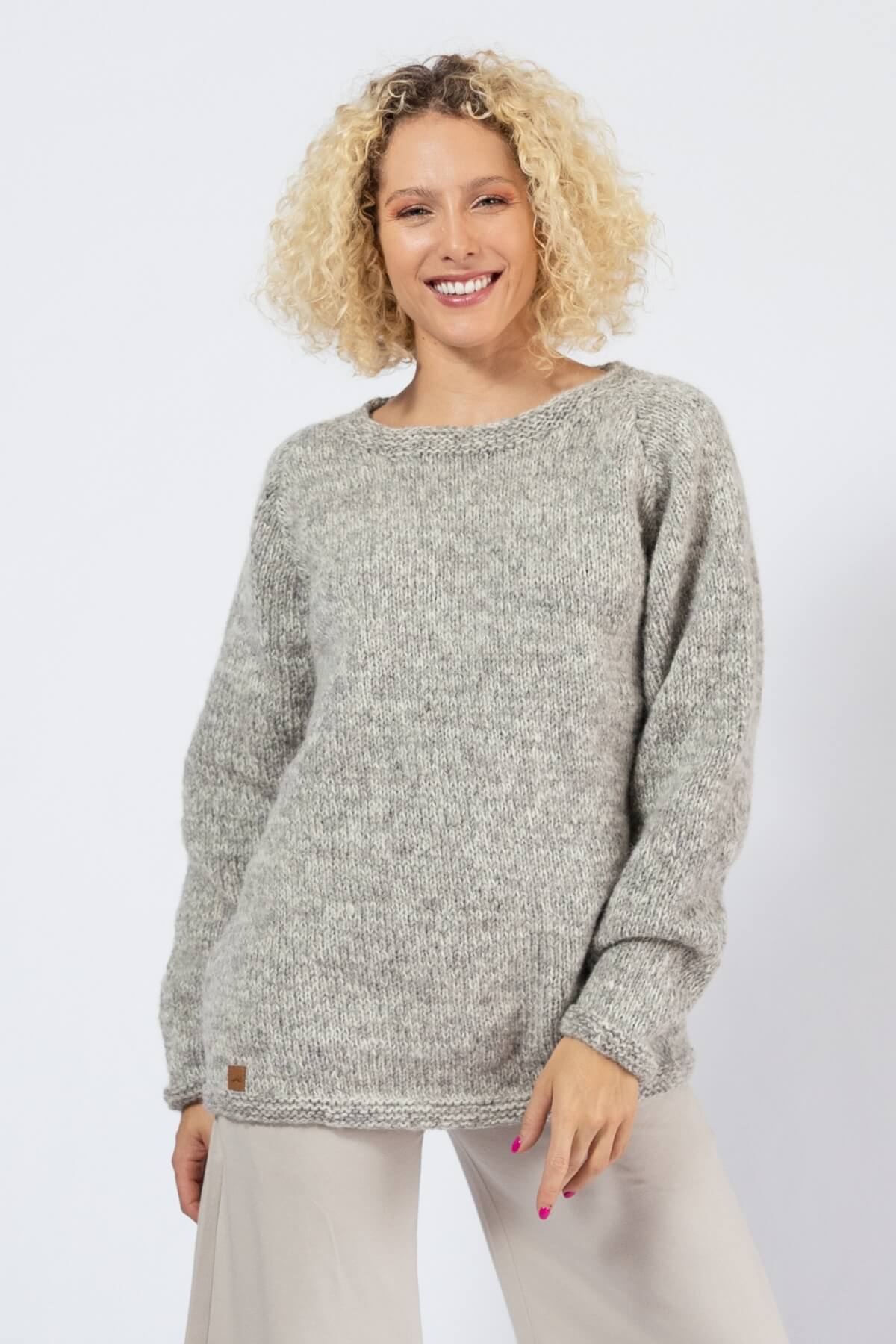 Oversized Wool Sweater for Women - Grey