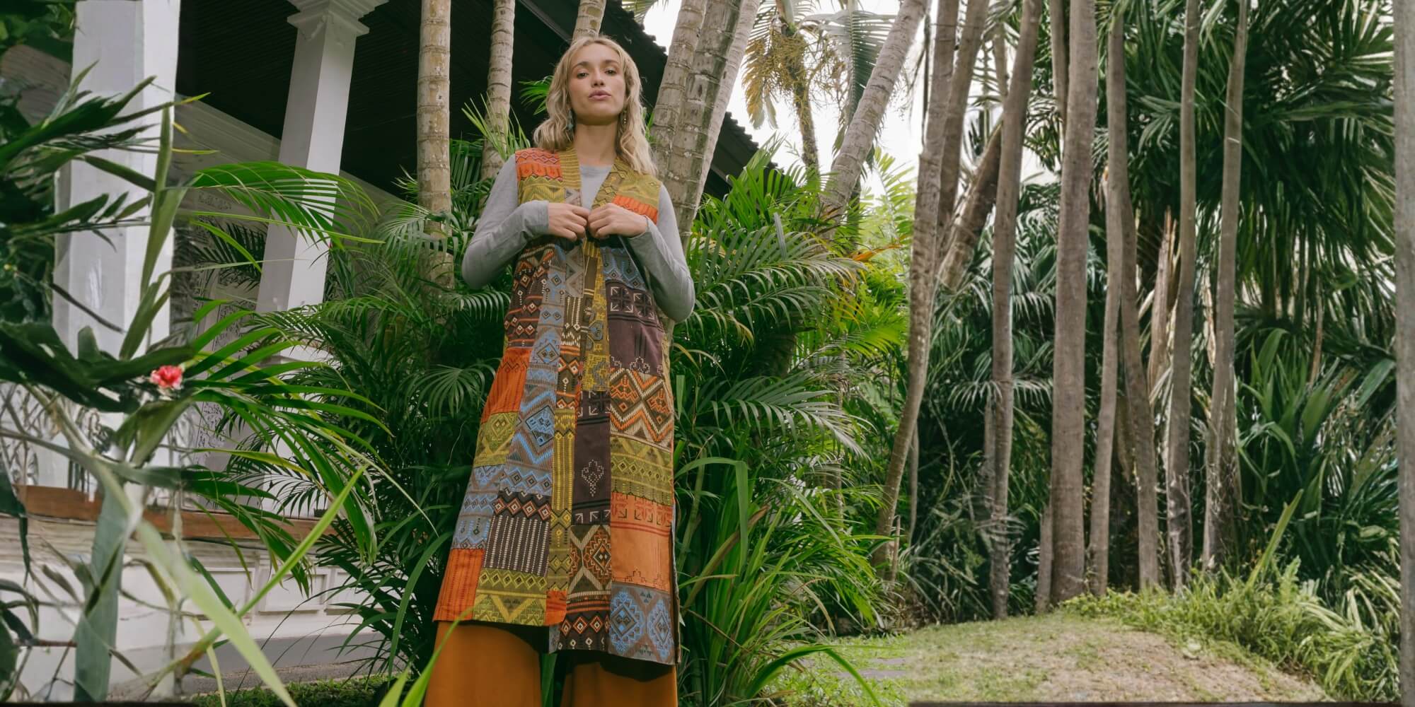 Patchwork Open Style Long Vest for Women