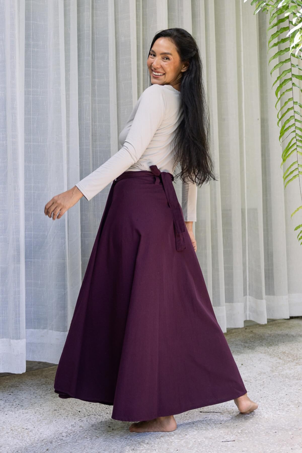 Surya Cotton Wrap Skirt for Women - plenty of tie holes and belt loops