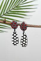 Fair trade polymer clay earrings made in Nepal - black + white
