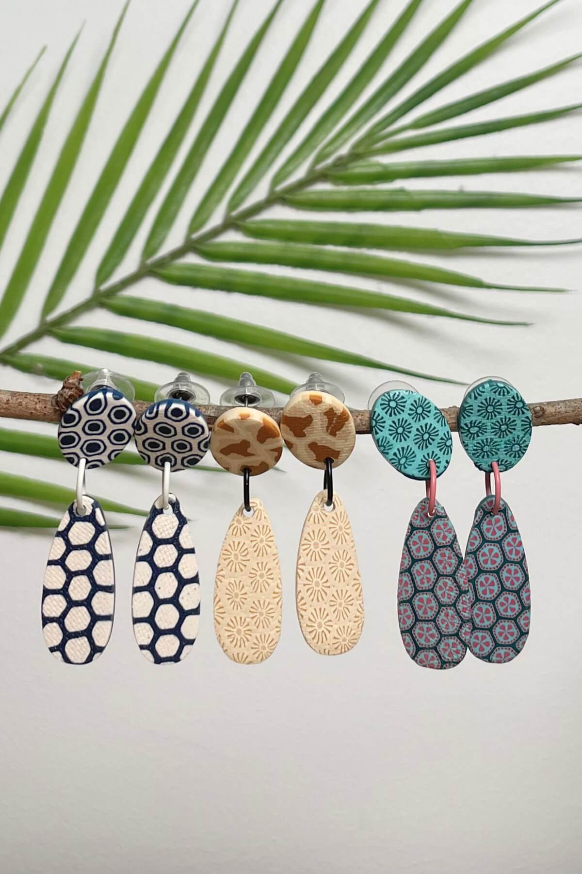 Fair trade polymer clay earrings made in Nepal