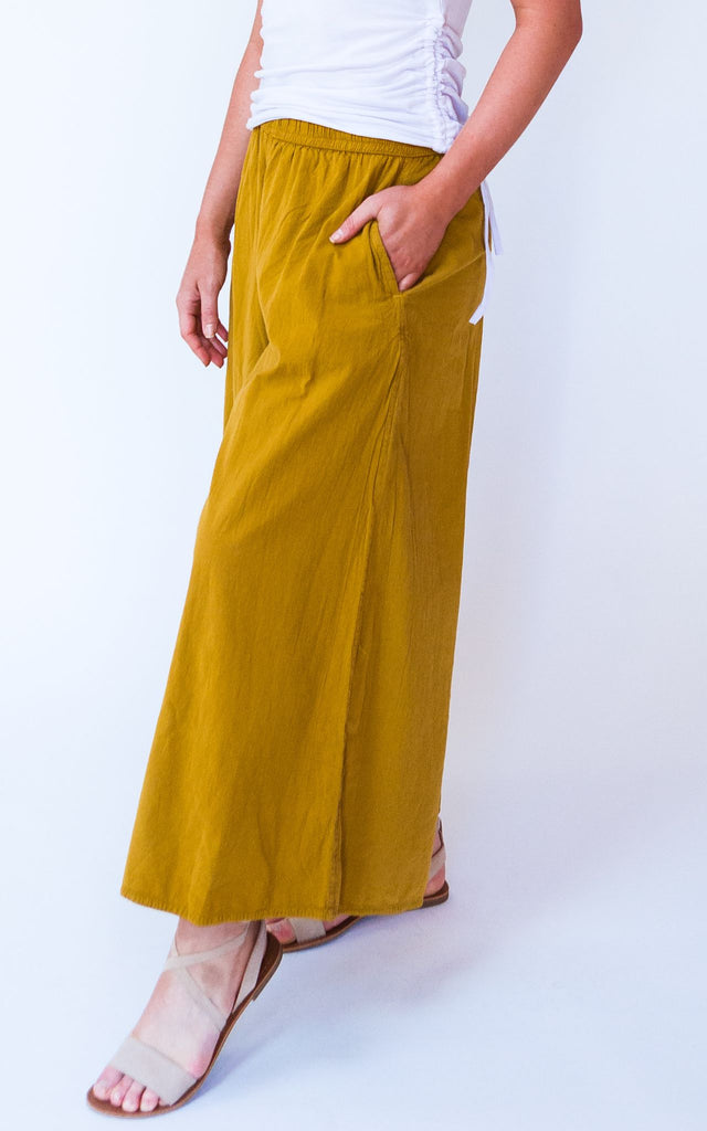 Surya Australia Ethical Cotton Palazzo Pants from Nepal - Mustard