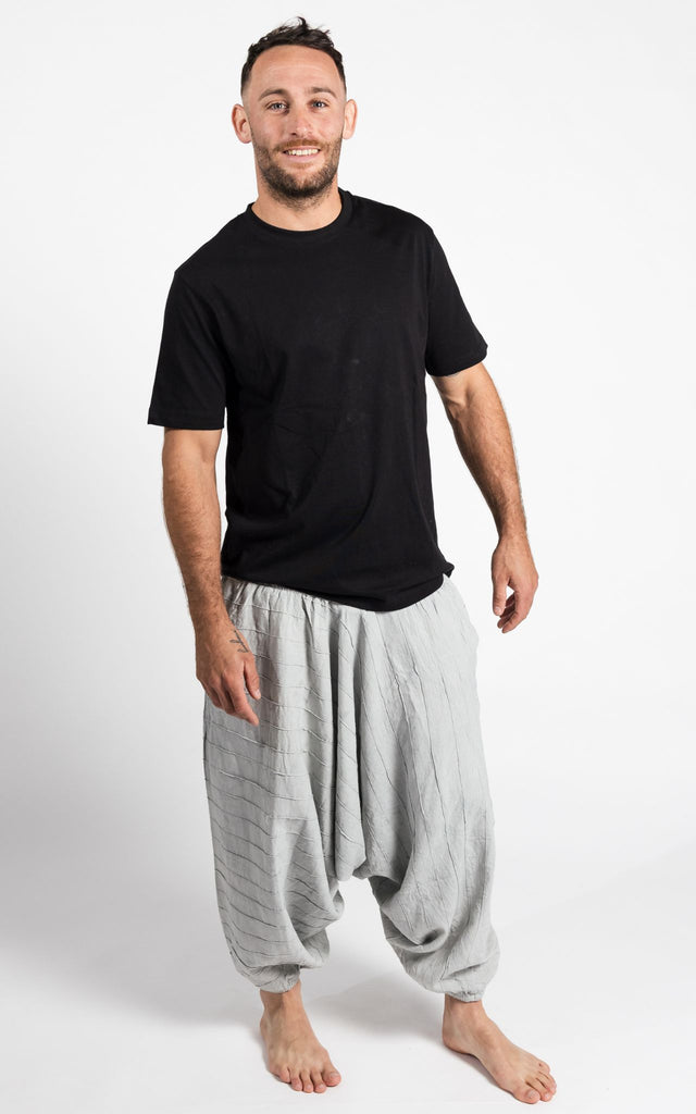 Surya Australia Earthy Cotton Aladdin Pants for men from Nepal - Grey