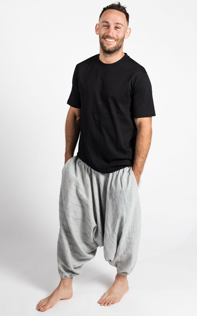 Surya Australia Earthy Cotton Aladdin Pants for men from Nepal - Grey