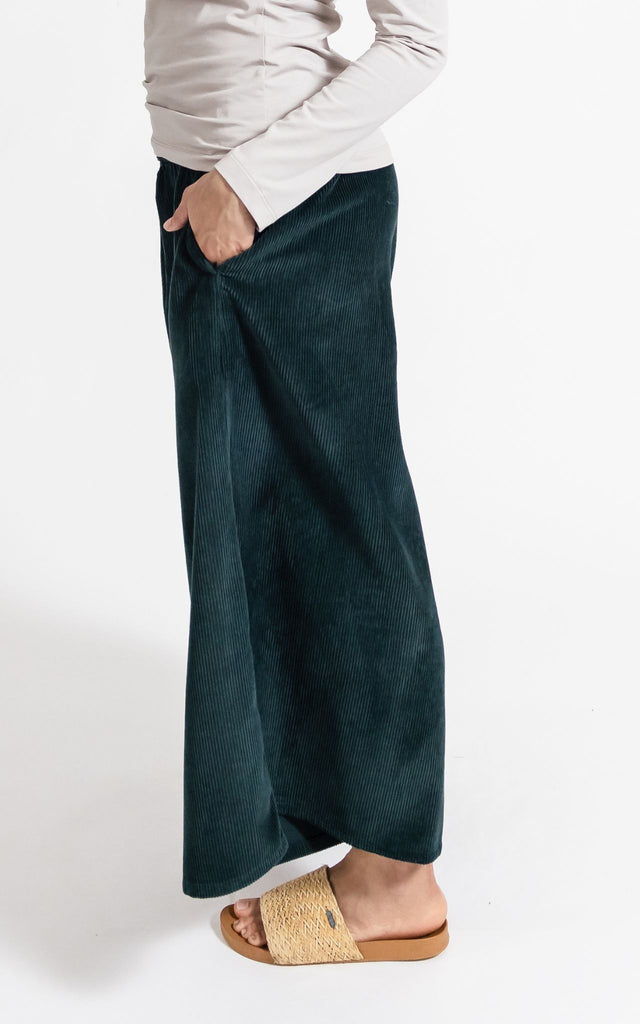 Surya Australia Ethical Cotton Corduroy Palazzo Pants made in Nepal - Teal