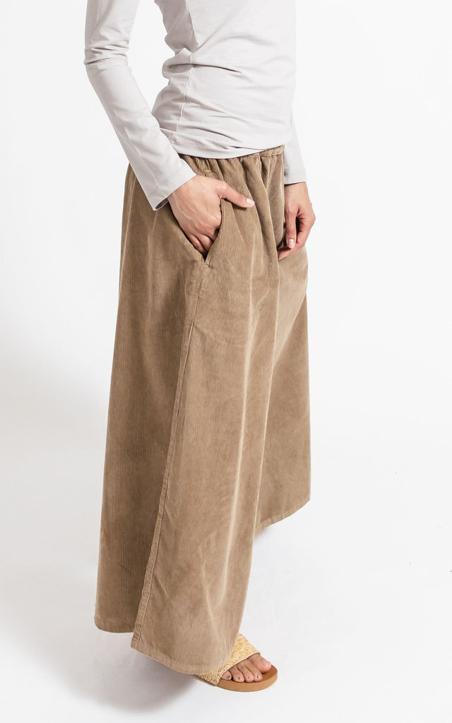 Surya Australia Ethical Cotton Corduroy Palazzo Pants made in Nepal - Sand