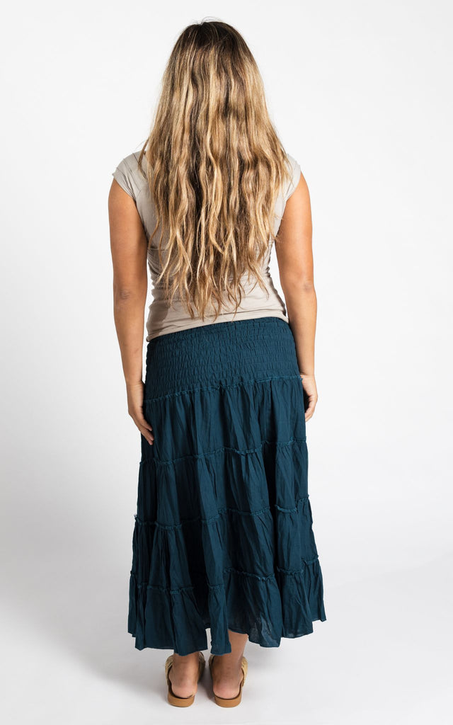 Surya Australia Ethical Cotton 'Franit' Skirt made in Nepal - Turquoise