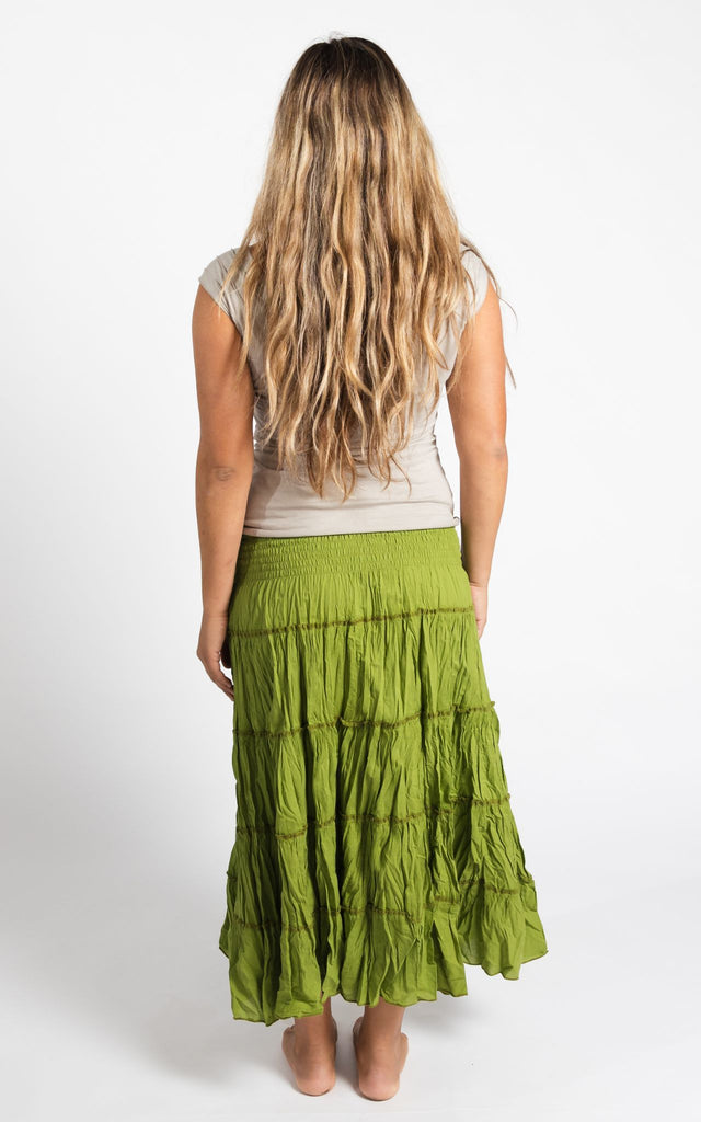 Surya Australia Ethical Cotton 'Franit' Skirt made in Nepal - Lime Green