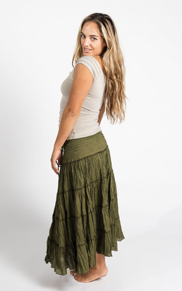 Surya Australia Ethical Cotton 'Franit' Skirt made in Nepal - Green
