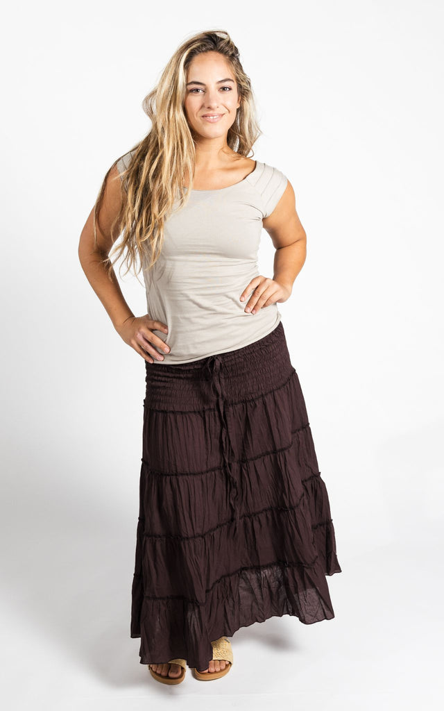 Surya Australia Ethical Cotton 'Franit' Skirt made in Nepal - Chocolate