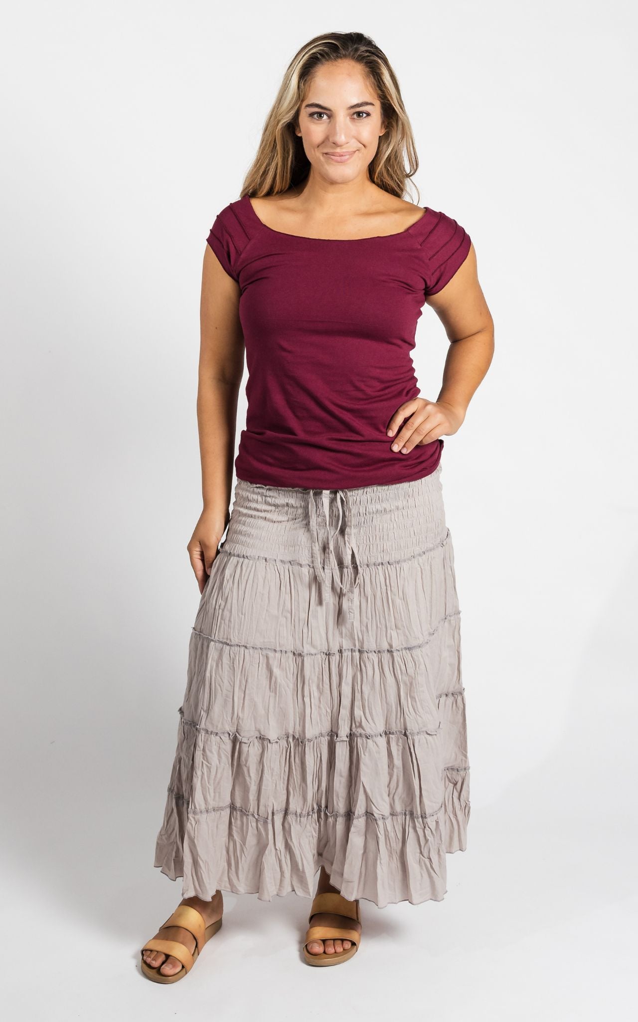 Surya Australia Ethical Cotton 'Franit' Skirt made in Nepal - Oatmeal
