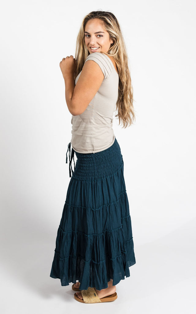 Surya Australia Ethical Cotton 'Franit' Skirt made in Nepal - Turquoise