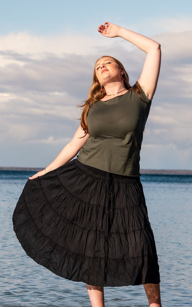Surya Australia Ethical Cotton 'Franit' Skirt made in Nepal - Black
