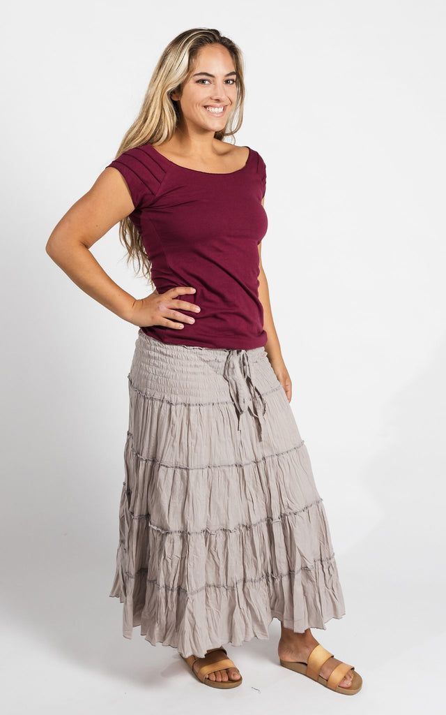 Surya Australia Ethical Cotton 'Franit' Skirt made in Nepal - Oatmeal