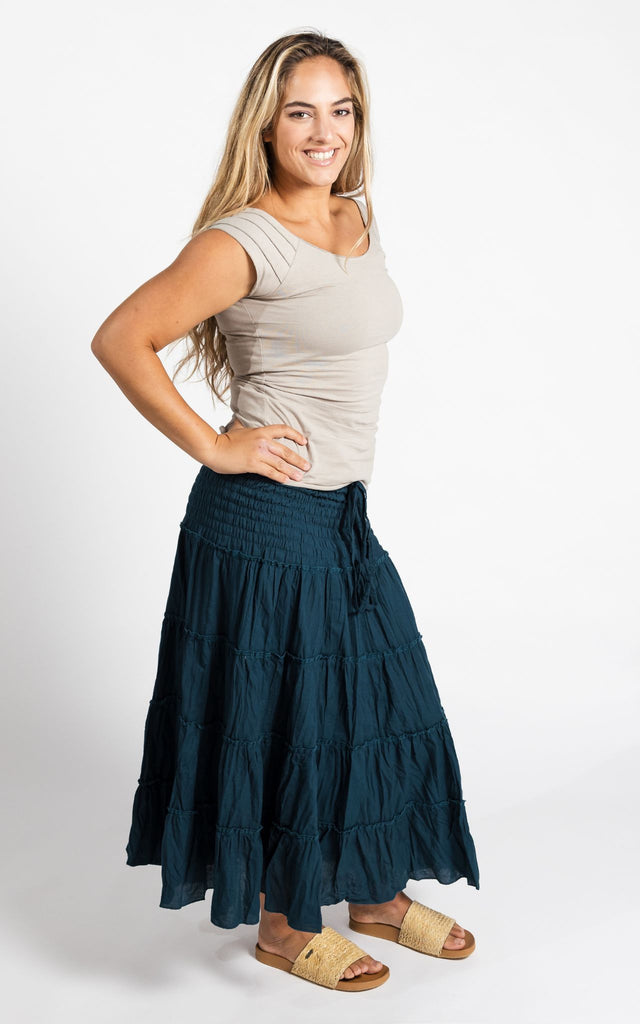 Surya Australia Ethical Cotton 'Franit' Skirt made in Nepal - Turquoise