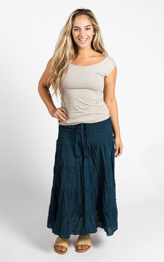 Surya Australia Ethical Cotton 'Franit' Skirt made in Nepal - Turquoise