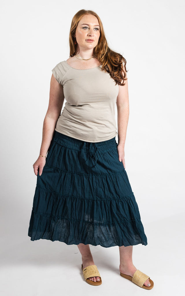 Surya Australia Ethical Cotton 'Franit' Skirt made in Nepal - Turquoise