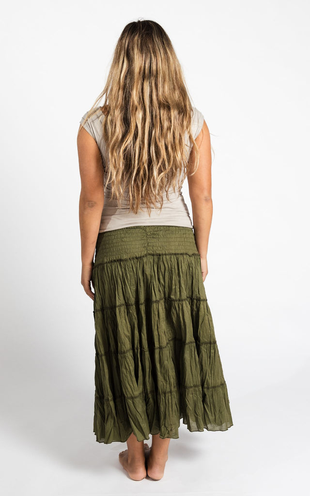 Surya Australia Ethical Cotton 'Franit' Skirt made in Nepal - Green