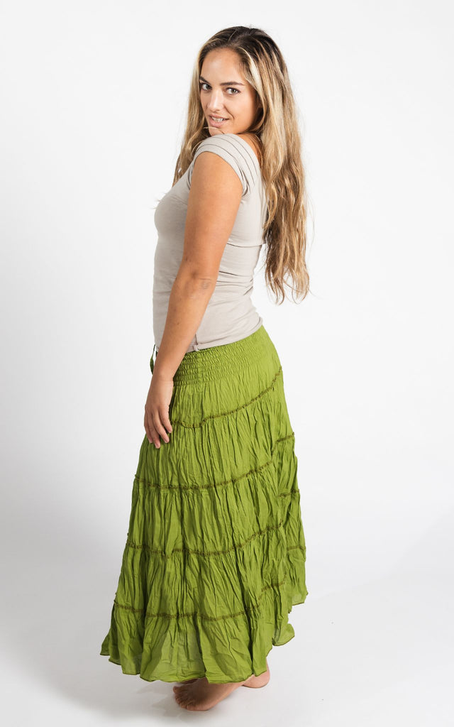 Surya Australia Ethical Cotton 'Franit' Skirt made in Nepal - Lime Green