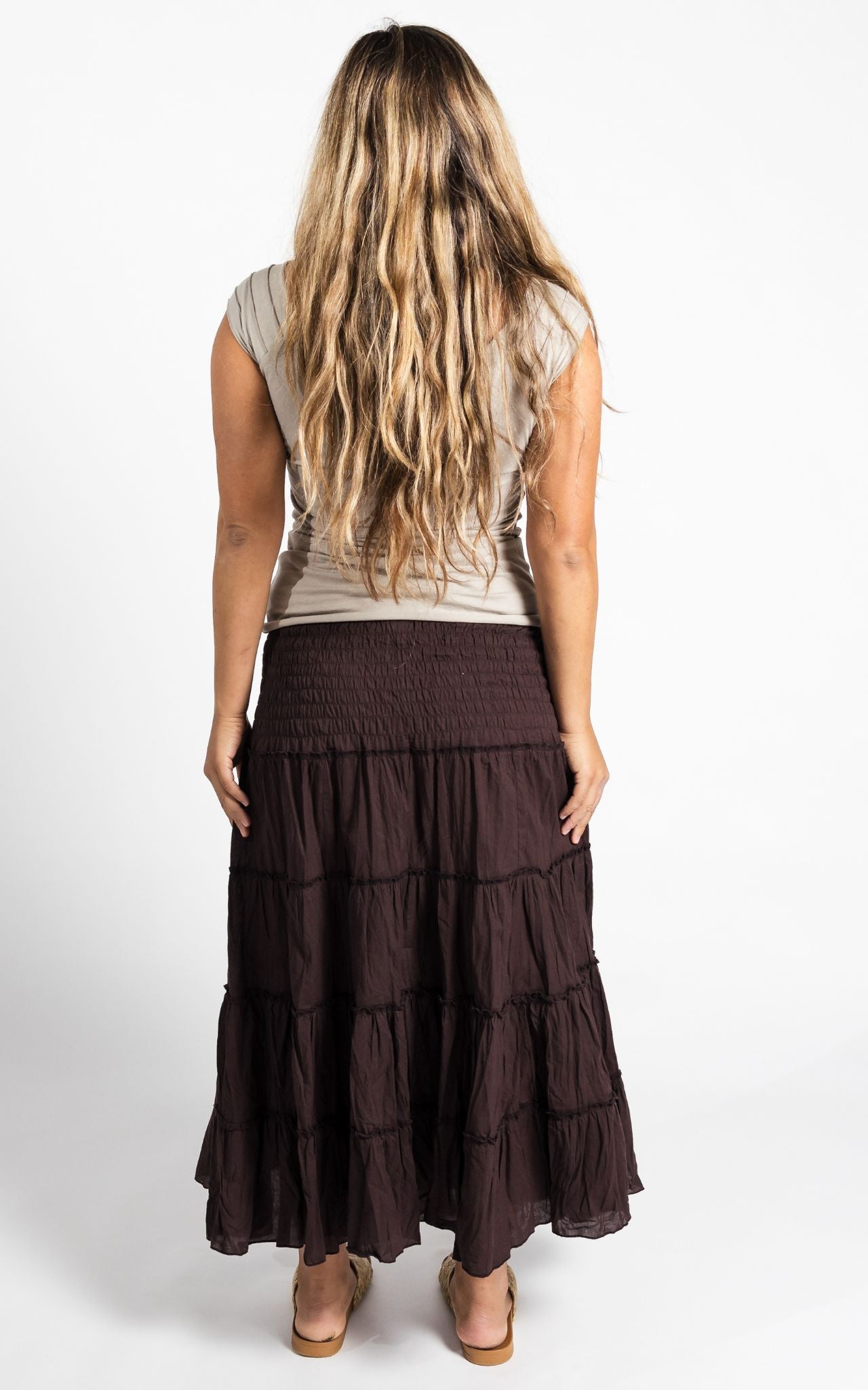 Surya Australia Ethical Cotton 'Franit' Skirt made in Nepal - Chocolate