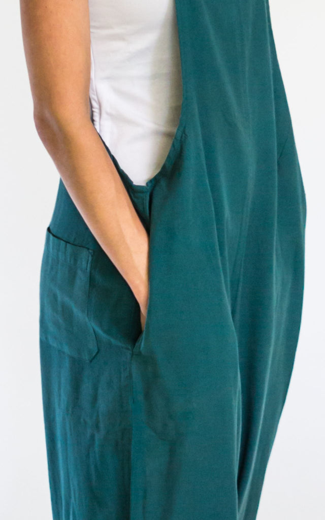Surya Australia Ethical Cotton 'Juanita' Overalls Dungarees made in Nepal - Turquoise