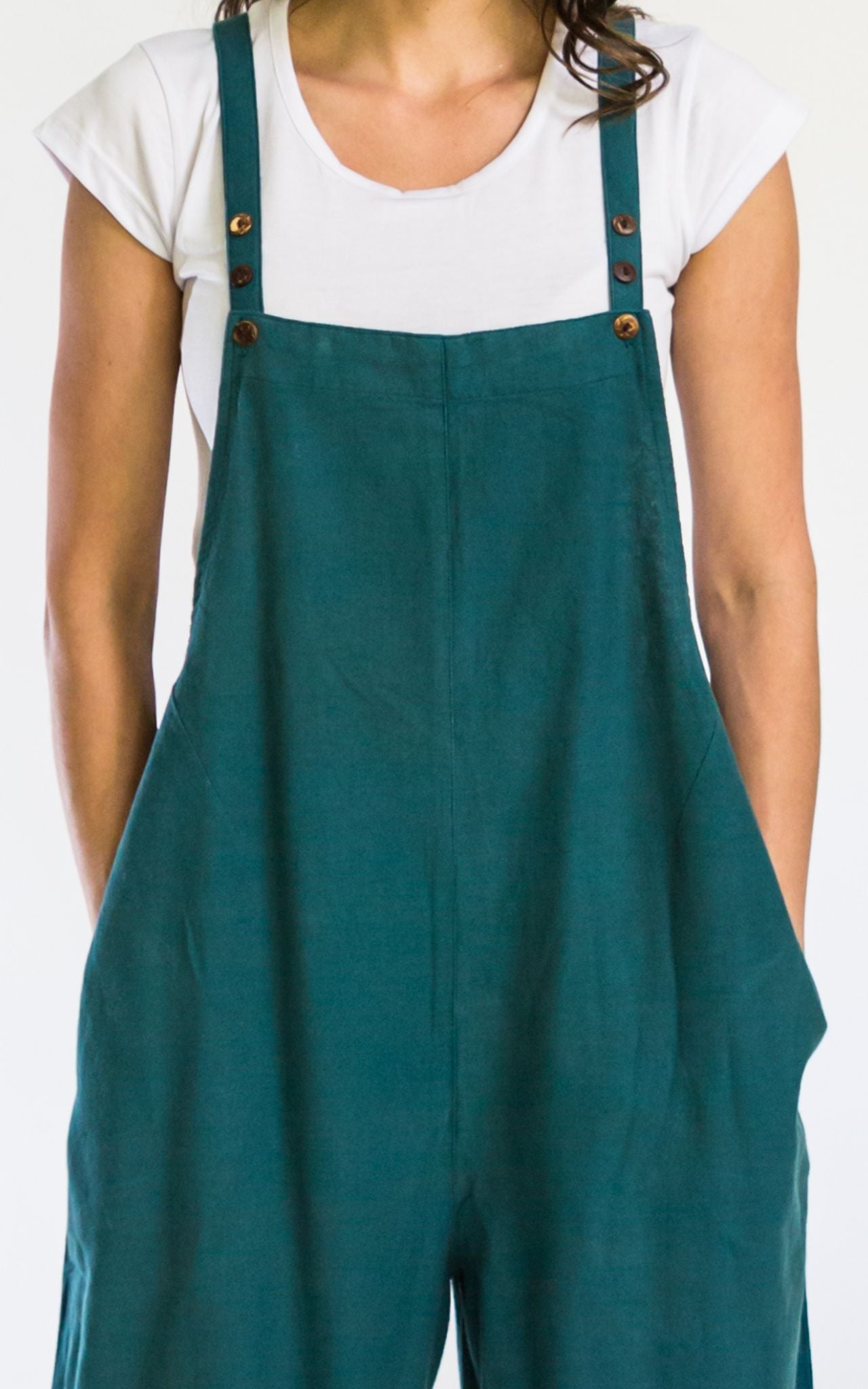 Surya Australia Ethical Cotton 'Juanita' Overalls Dungarees made in Nepal - Turquoise