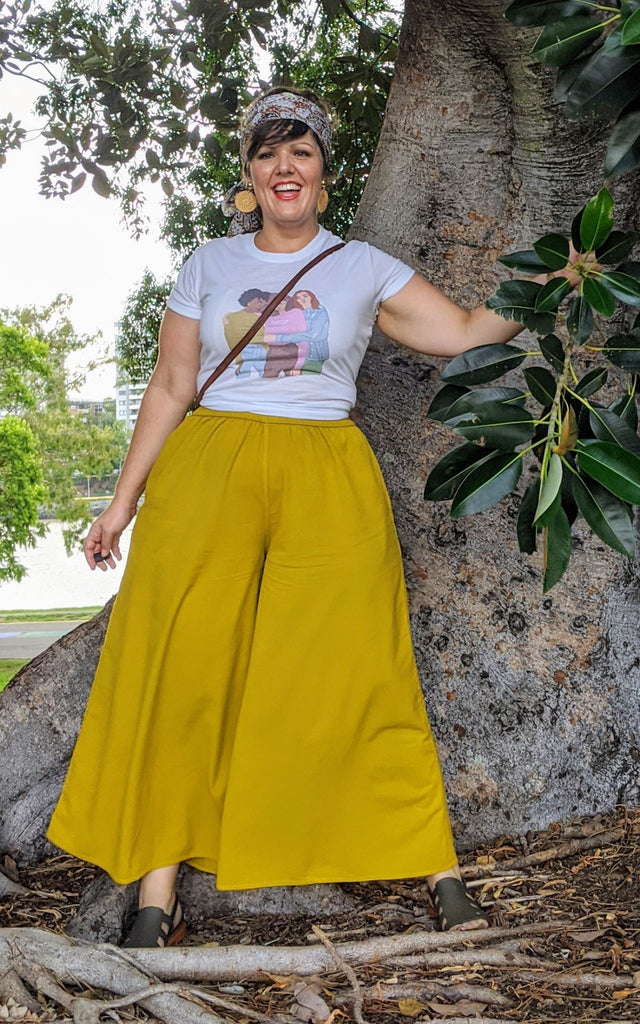 Surya Australia Ethical Cotton Palazzo Pants from Nepal - Mustard