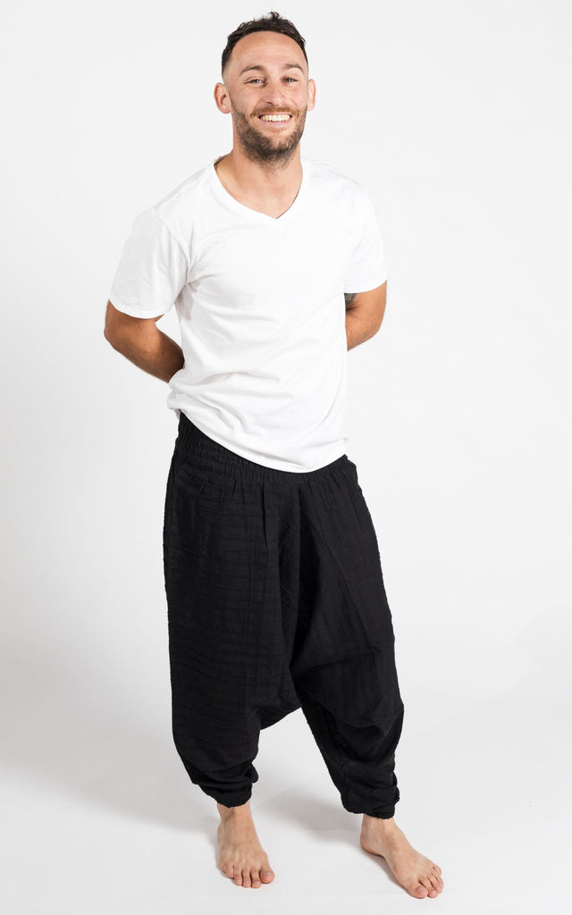 Surya Australia Low Crotch Pants for men from Nepal - Black 