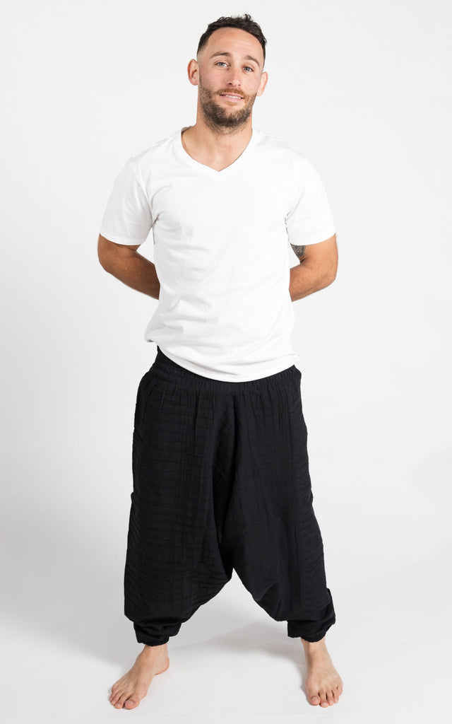 Surya Australia Low Crotch Pants for men from Nepal - Black 