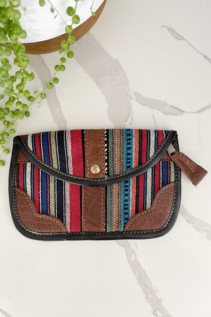 Surya Australia Ethical Buffalo Leather + Woven Cotton Clutch Wallets from Nepal - Taral