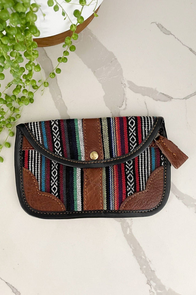 Surya Australia Ethical Buffalo Leather + Woven Cotton Clutch Wallets from Nepal - Sejun