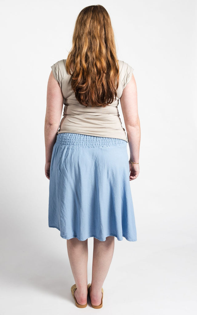 Surya Australia Ethical Cotton 'Rosa' Skirt made in Nepal - Sky Blue