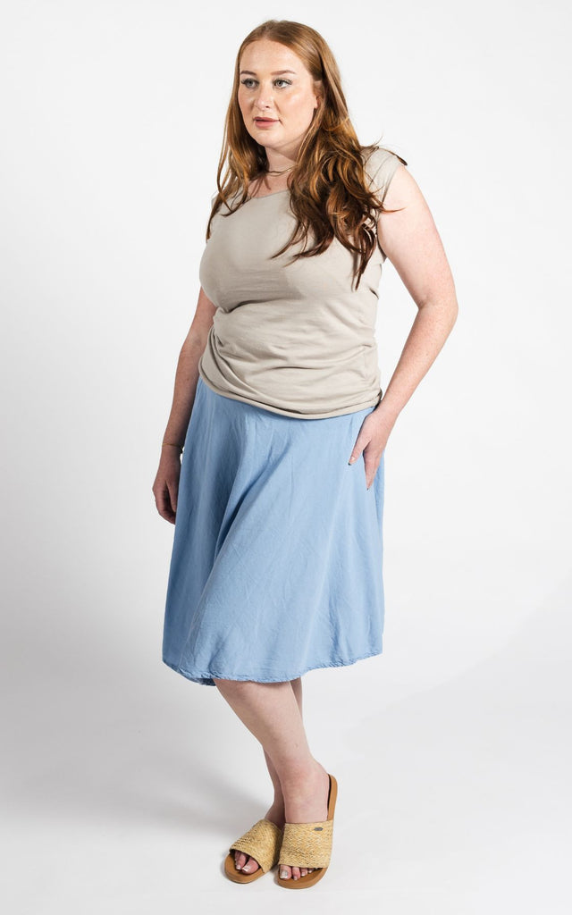 Surya Australia Ethical Cotton 'Rosa' Skirt made in Nepal - Sky Blue