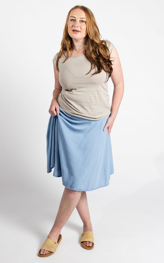 Surya Australia Ethical Cotton 'Rosa' Skirt made in Nepal - Sky Blue