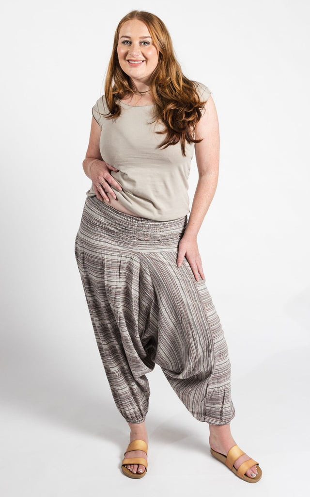 Surya Australia Cotton Harem Pants from Nepal - Natural