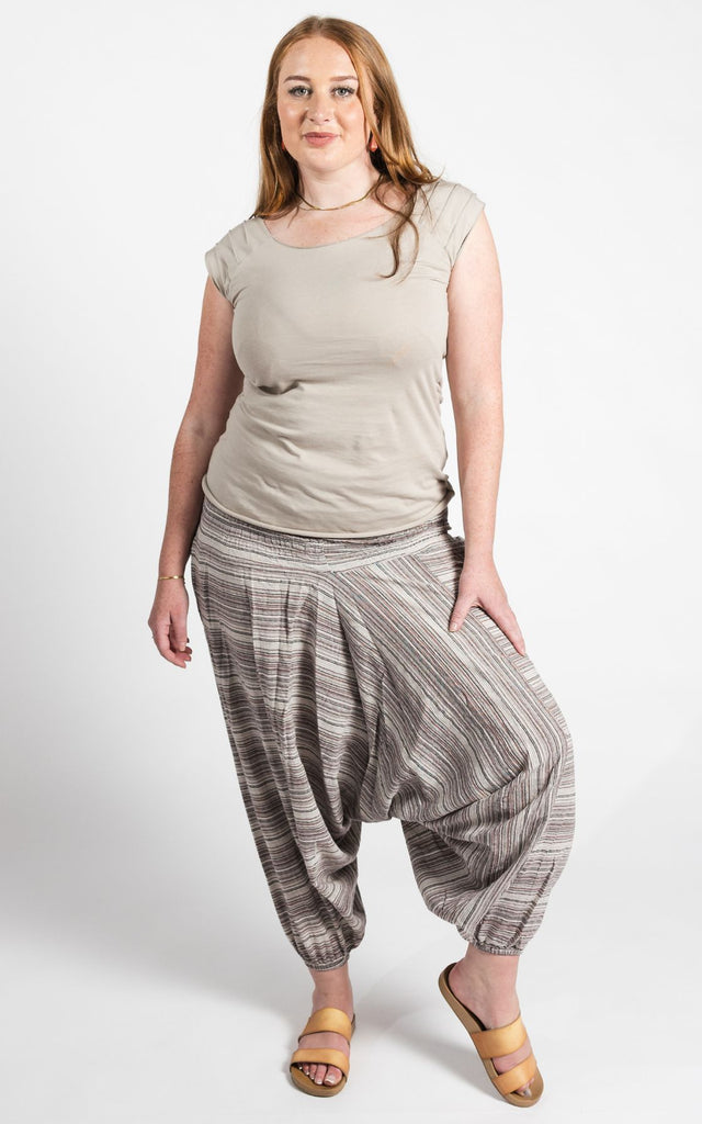 Surya Australia Cotton Harem Pants from Nepal - Natural