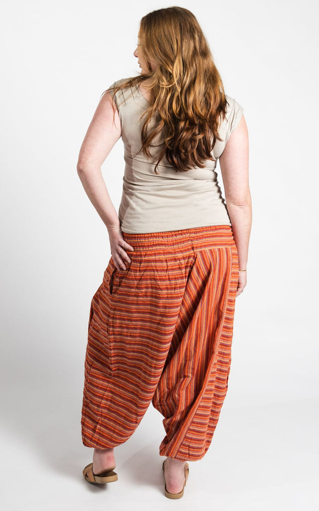Surya Australia Cotton Harem Pants from Nepal - Burnt Orange