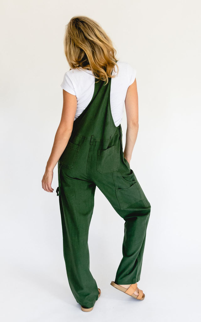 Surya Australia Ethical Cotton Straight Leg Overalls (Dungarees) from Nepal - Green