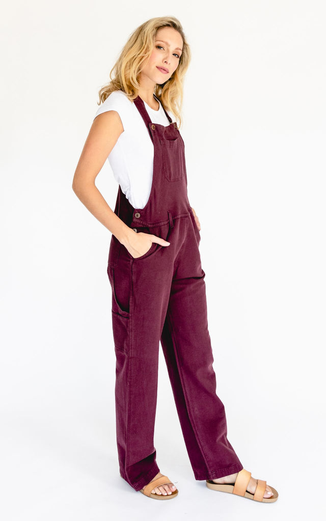 Surya Australia Ethical Cotton Straight Leg Overalls (Dungarees) from Nepal - Berry