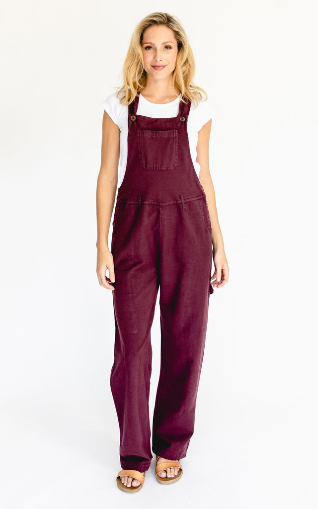 Surya Australia Ethical Cotton Straight Leg Overalls (Dungarees) from Nepal - Berry
