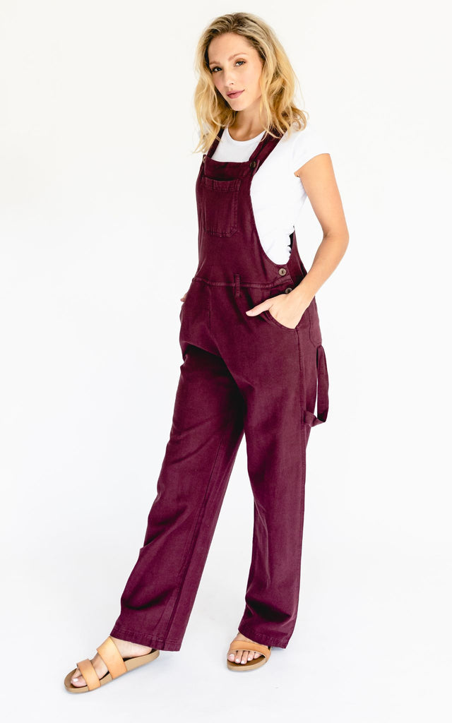 Surya Australia Ethical Cotton Straight Leg Overalls (Dungarees) from Nepal - Berry