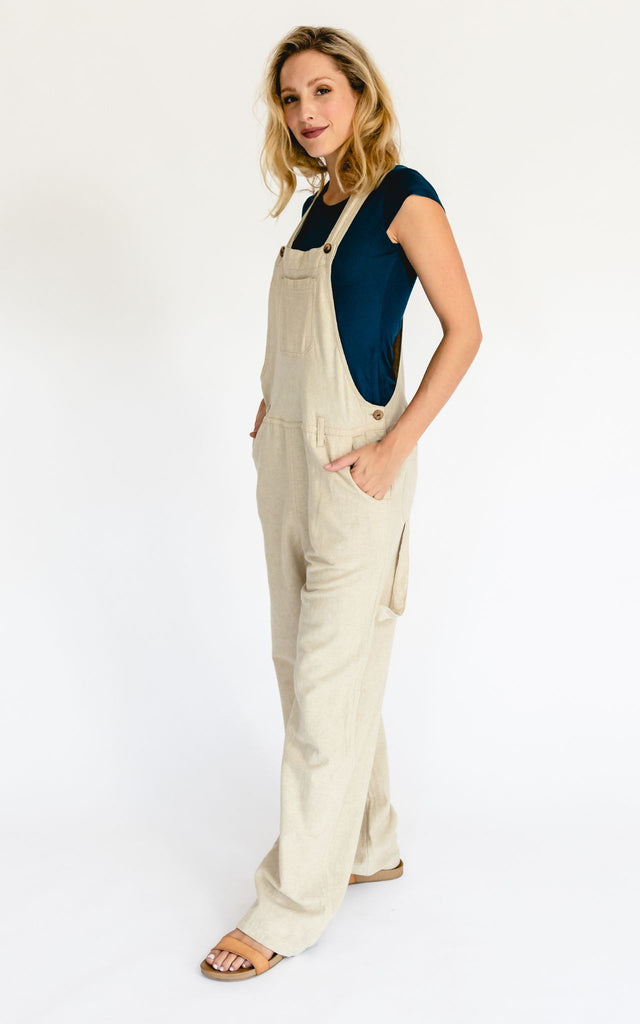 Surya Australia Ethical Cotton Straight Leg Overalls (Dungarees) from Nepal - Oatmeal