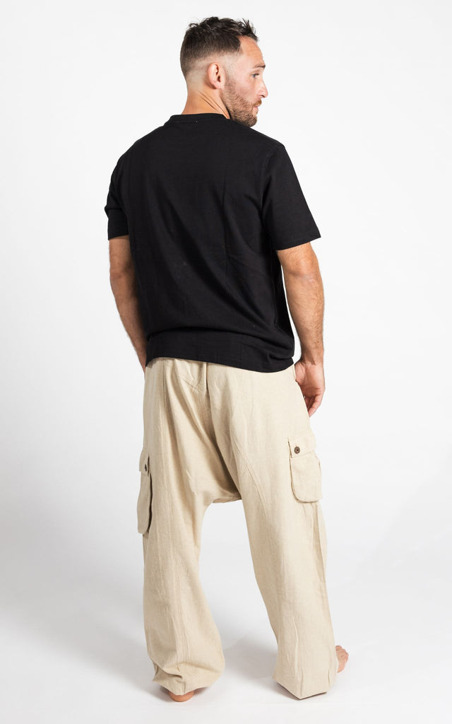 Surya Australia Ethical Cotton Drop Crotch Pants for Men from Nepal - Natural 