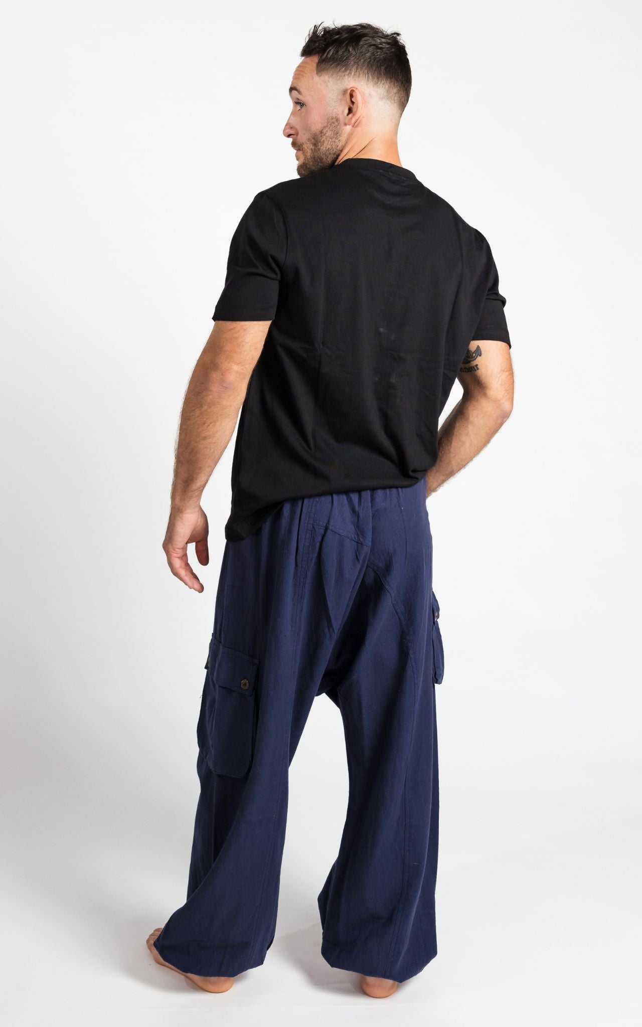 Surya Australia Ethical Cotton Drop Crotch Pants for Men - Blue