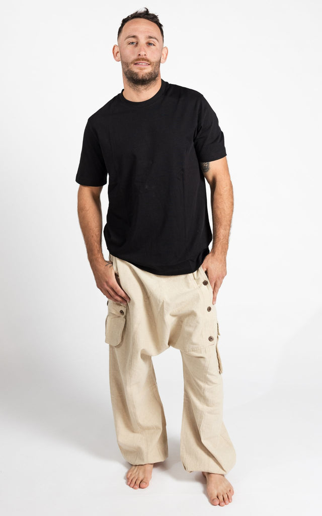 Surya Australia Ethical Cotton Drop Crotch Pants for Men - Natural 