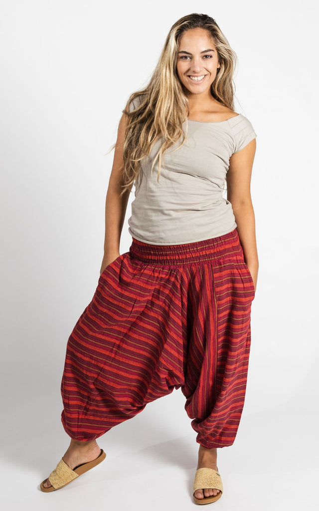 Surya Australia Cotton Low Crotch Pants from Nepal - Red
