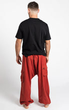 Surya Australia Ethical Cotton Drop Crotch Pants for Men from Nepal - Rust