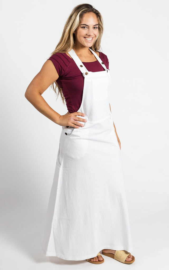 Surya Australia Ethical Cotton Overall Maxi Dress from Nepal - White