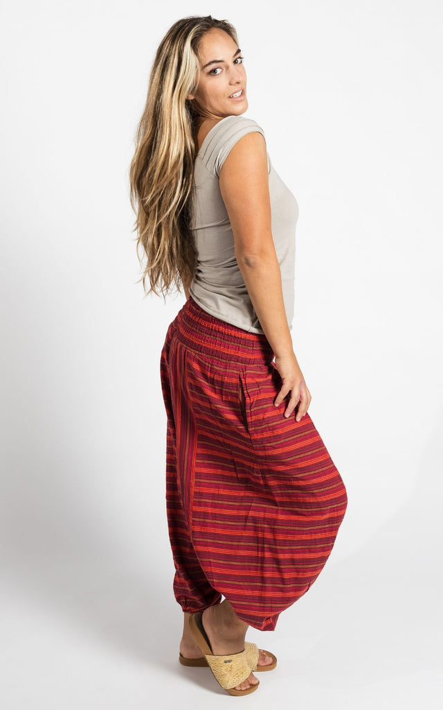 Surya Australia Cotton Low Crotch Pants from Nepal - Red